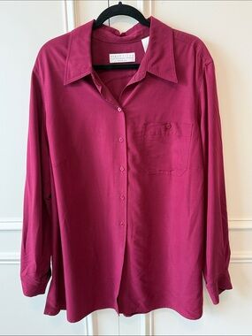 Relaxed Button-Down Shirt in Deep Berry